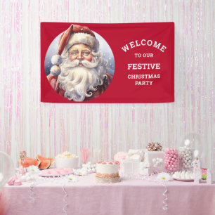 Lona Retro Santa Claus en un Fiesta de Navidades Gorras