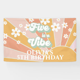 Lona Retro Sunshine FIVE es una fiesta de cumpleaños Vi