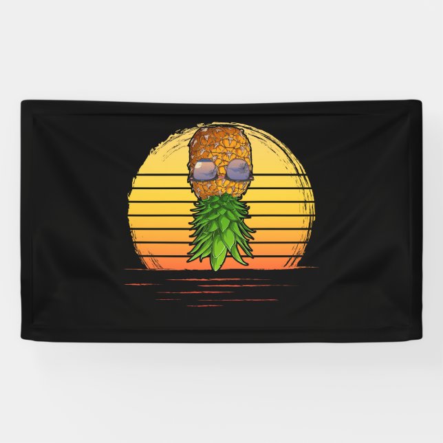 Lona Retro Swinger Upside Down Pineapple Sunset Horizon (Horizontal)