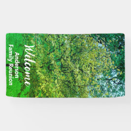 Lona Reunión de árbol de nombres de familia blanca y ve