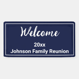 Lona Reunión de familiares de nombre blanco y azul oscu