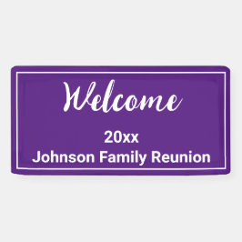 Lona Reunión de familiares Royal Purple y White Name