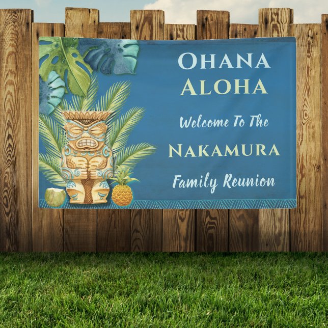 Lona Reunión de la familia personalizado Hawai Aloha Lu (Personalized custom Aloha Luau Hawaiian themed banner for your family reunion or other party event. )