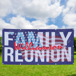 Lona Reunión Familiar Americana Rojo Blanco Azul