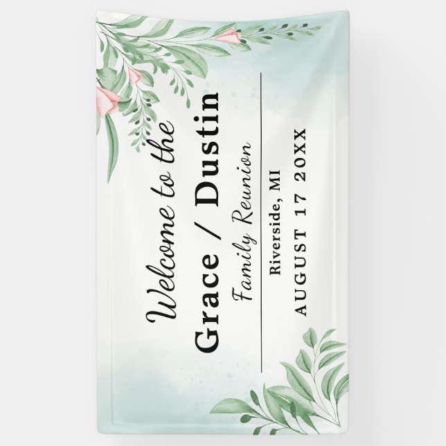 Lona Reunión familiar de Boho Dusty Blue Eucalyptus (Vertical)