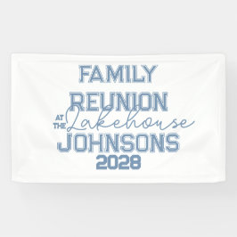 Lona Reunión familiar en el lago fiesta azul y blanco