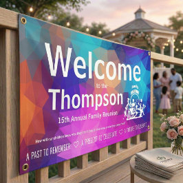 Lona Reunión Familiar Geométrica Colorida Personalizada