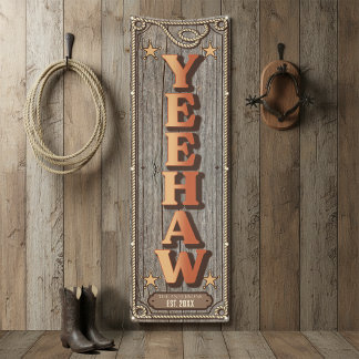 Lona Reunión Familiar Western Rústico YEEHAW Vert ID131