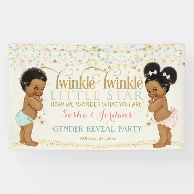 Lona Revelación de género de bebé Twinkle Little Star É (Horizontal)
