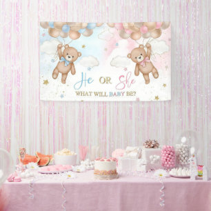 Lona Revelación de género de color azul marino y oro Ro