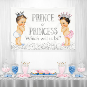 Lona Revelación de género de príncipe y princesa bebé a
