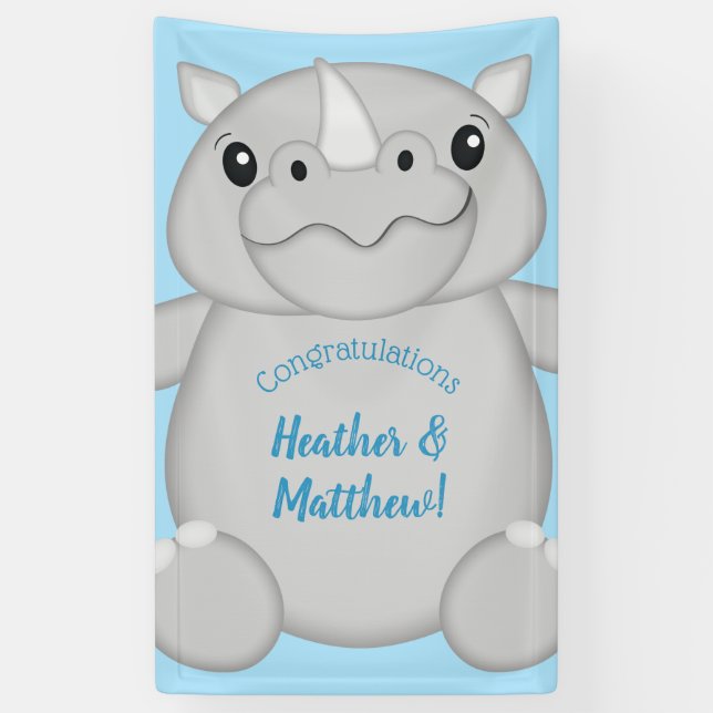 Lona Rhino Baby Shower Blue (Vertical)
