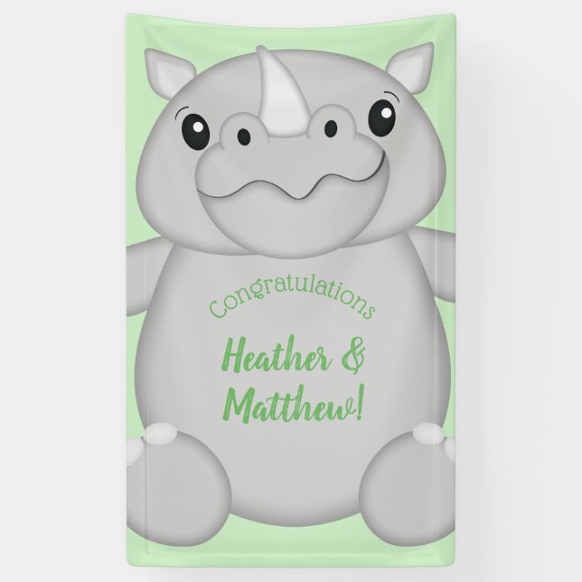 Lona Rhino Baby Shower Green (Vertical)