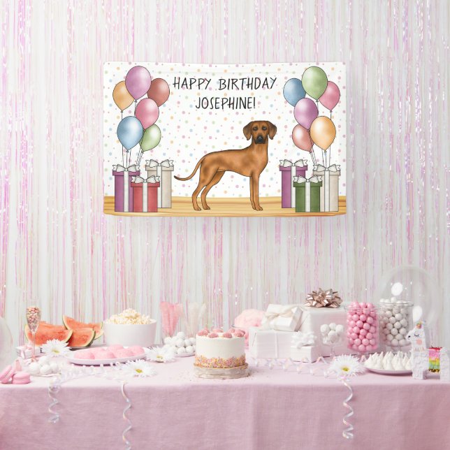 Lona Rhodesian Ridgeback Colorful Pastel Feliz cumpleañ (Fiesta)