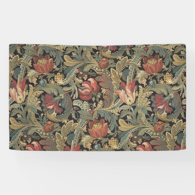 Lona Rich Floral Tapestry Brocade Antiguo Clásico (Horizontal)