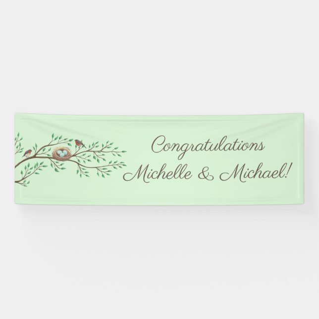 Lona Robin Birds Nest Eggs Spring Baby Shower (Horizontal)