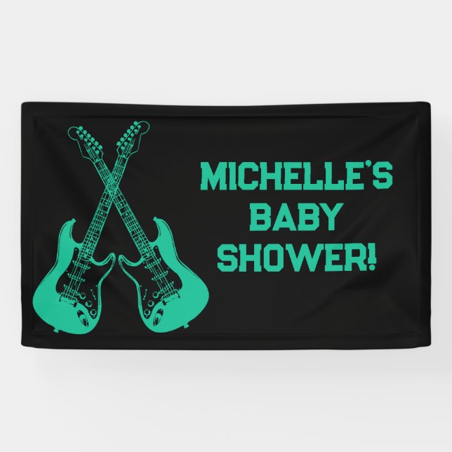 Lona Rock a Bye Rock Star Guitar Baby Shower (Horizontal)