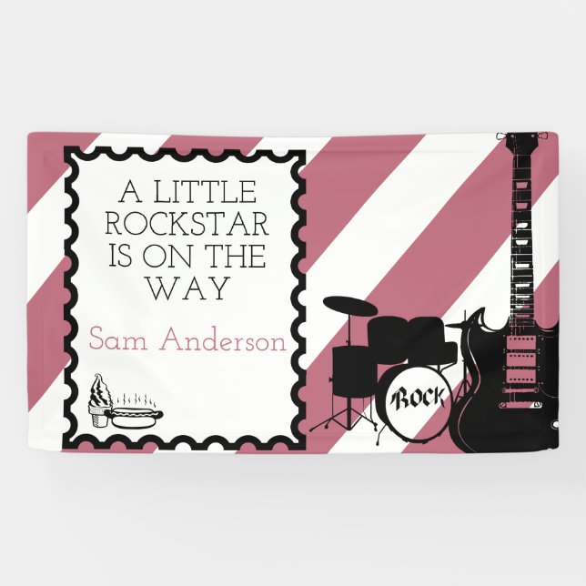Lona Rock Star Drum Set Rock-A-Bye Baby Shower (Horizontal)