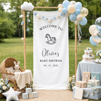 Lona Rocking Horse Minimalist Script Baby Shower