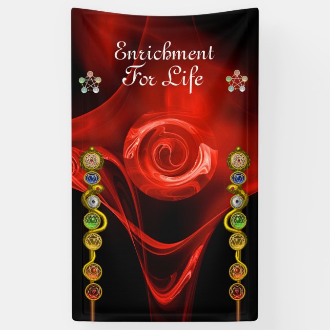 Lona ROD ASCLEPIUS 7 CHAKRAS, YOGA, rojo de ENERGÍA ESP (Vertical)