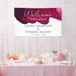 Lona Rojo burdeos profundo abstracto acuarela tinta roj