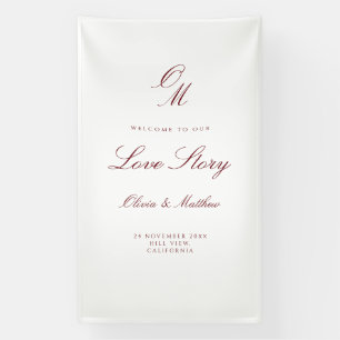 Lona Rojo Burgundy Romántico Bienvenida Boda