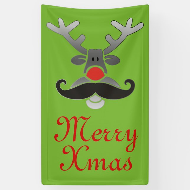 Lona Rojo Nosed Rudolph con Mustache + tu idea (Vertical)