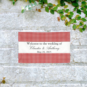 Lona Rojo y blanco Gingham Pattern Barbeque Boda