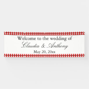 Lona Rojo y blanco Gingham Pattern Barbeque Boda