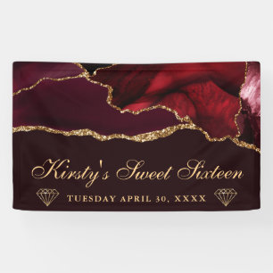 Lona Rojo y Dorado Agate Sweet Sixteen con Brillo