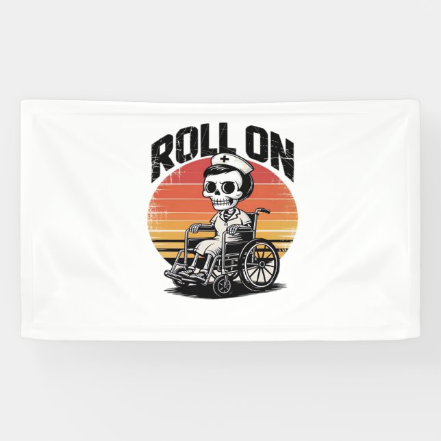 Lona Rollo En Enfermera De Esqueleto - Humor Oscuro Vib (Horizontal)