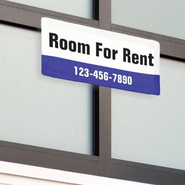 Lona Room For Rent Blue Black and White Template (Edificio exterior)