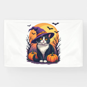 Lona Ropa De Calabaza De Halloween De Gato Negro Retro 