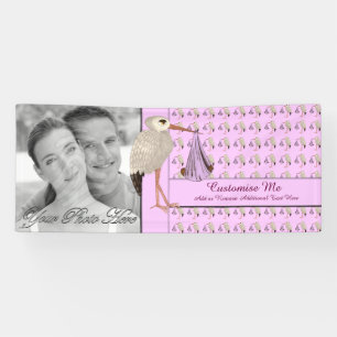 Lona Rosa clásico 2 de la cigüeña (bebé en la maner