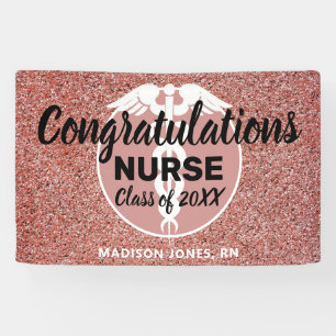 Lona Rosa de graduación de enfermería personalizada Pur