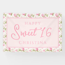 Lona Rosa de la cabaña rosa Feliz Dulce cumpleaños núme