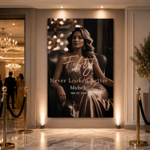 Lona Rosa Dorada Glam 50 Cumpleaños Nunca Se Vio Mejor