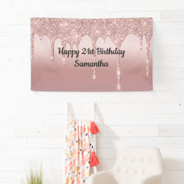 Lona Rosa Dorado con Brillo que Gotea Personalizado