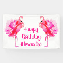 Rosa Flamingo Fiesta Feliz Cumpleaños