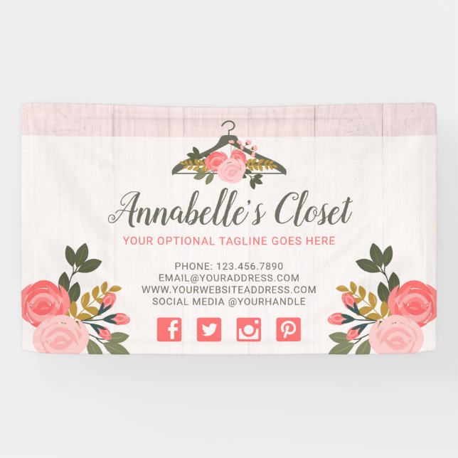 Lona Rosa floral Ropa colgante Ropa de moda (Horizontal)