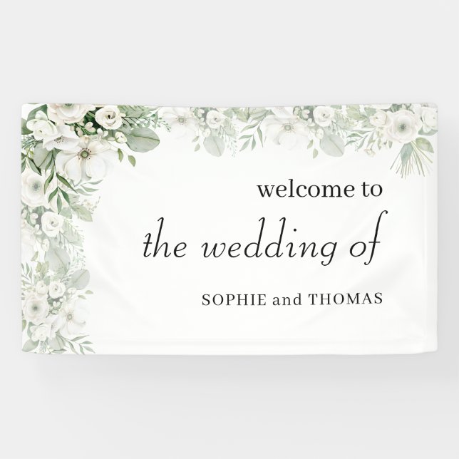 Lona Rosa floral verde turbio boda acuarela (Horizontal)