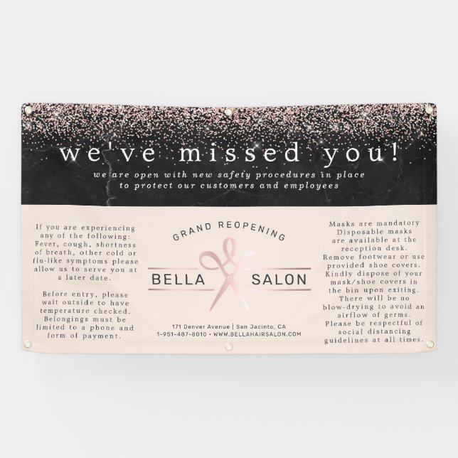 Lona Rosa Gold Hair Salon Grand ReOpening Covid Safety (Horizontal)