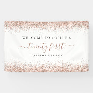 Lona Rosa Gold Purpurina Nombre Fecha Bienvenida Veinti