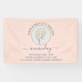 Lona Rosa Golden Logo Hairdresser Salón de belleza Estu