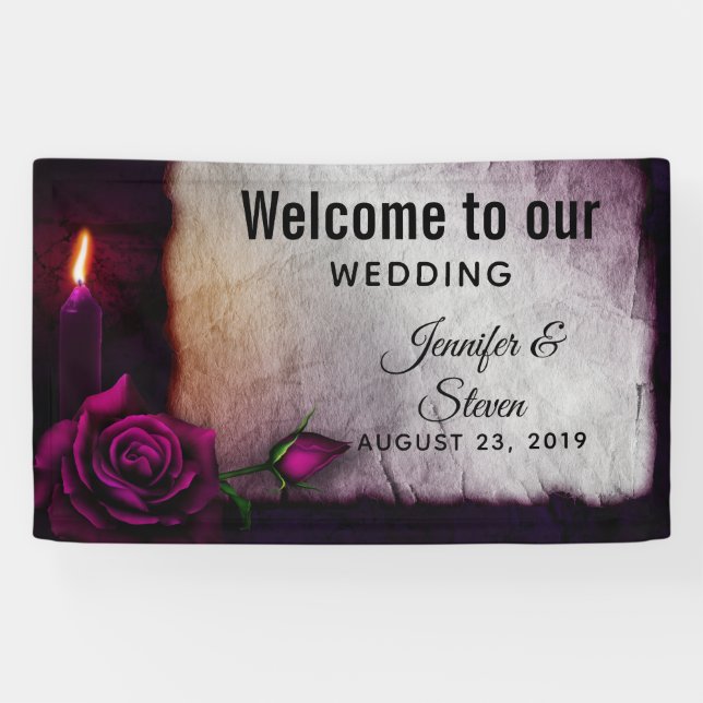 Lona Rosa gótico, Boda de velas y pergamino (Horizontal)