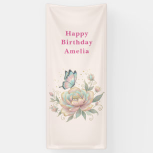 Lona Rosa mágica y colores pastel de cumpleaños de mari