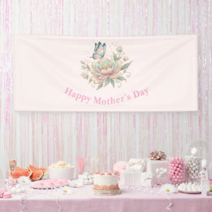 Lona Rosa mágica y mariposa Pastel Día de la Madre
