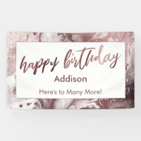 Rosa moderno oro mareado blanco feliz cumpleaños
