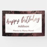 Rosa moderno oro mareado negro feliz cumpleaños