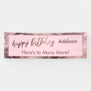 Lona Rosa moderno Pastel de oro Mármol rosa Feliz cumpl